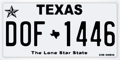 TX license plate DOF1446