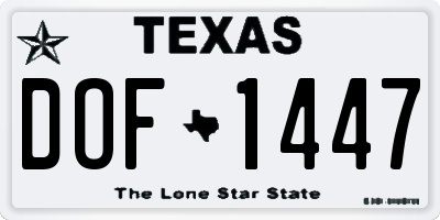 TX license plate DOF1447
