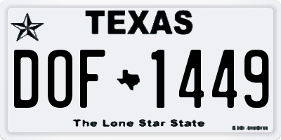 TX license plate DOF1449
