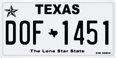 TX license plate DOF1451