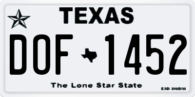 TX license plate DOF1452