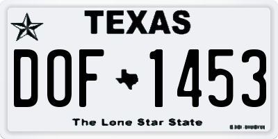 TX license plate DOF1453