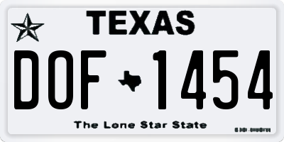 TX license plate DOF1454