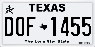 TX license plate DOF1455