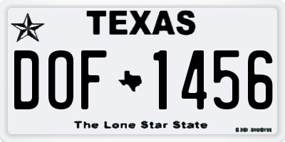 TX license plate DOF1456