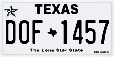 TX license plate DOF1457