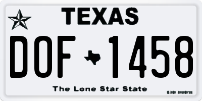 TX license plate DOF1458