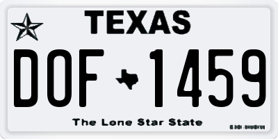 TX license plate DOF1459