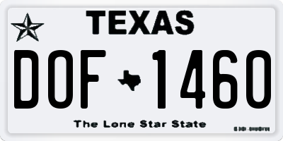 TX license plate DOF1460