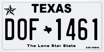 TX license plate DOF1461