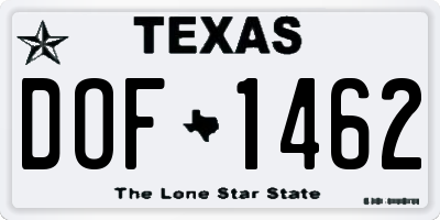 TX license plate DOF1462