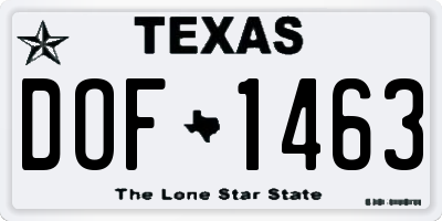 TX license plate DOF1463