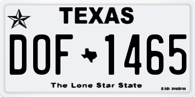TX license plate DOF1465