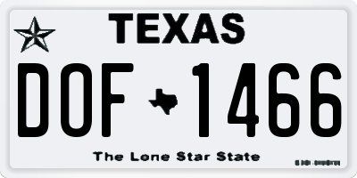 TX license plate DOF1466