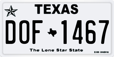TX license plate DOF1467