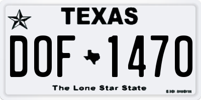 TX license plate DOF1470