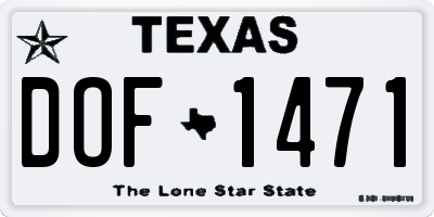 TX license plate DOF1471
