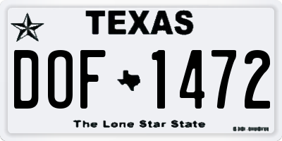 TX license plate DOF1472