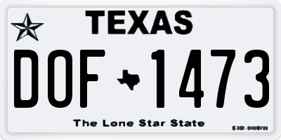 TX license plate DOF1473