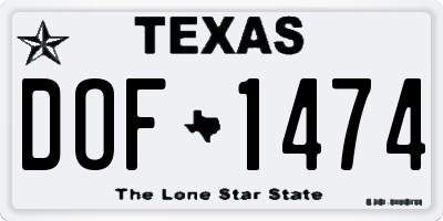 TX license plate DOF1474