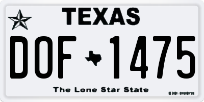 TX license plate DOF1475
