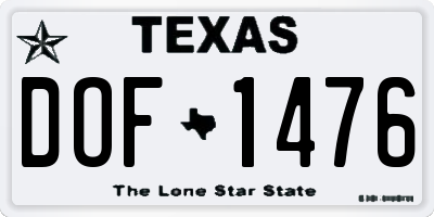 TX license plate DOF1476