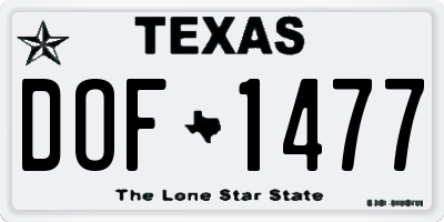 TX license plate DOF1477