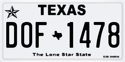 TX license plate DOF1478