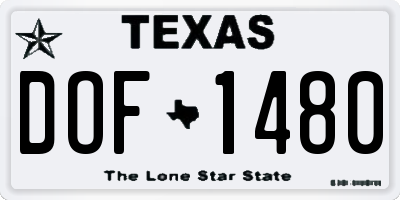 TX license plate DOF1480