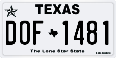 TX license plate DOF1481