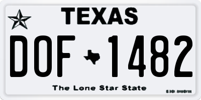 TX license plate DOF1482