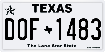 TX license plate DOF1483