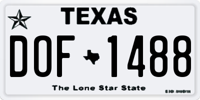 TX license plate DOF1488