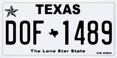 TX license plate DOF1489