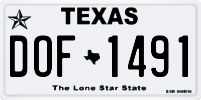TX license plate DOF1491