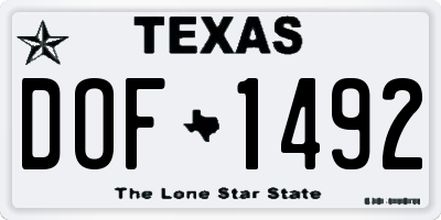 TX license plate DOF1492