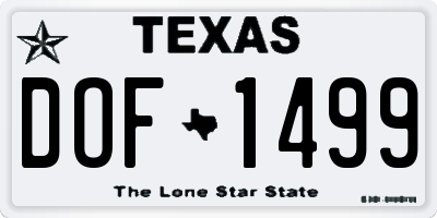 TX license plate DOF1499