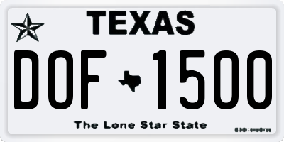 TX license plate DOF1500