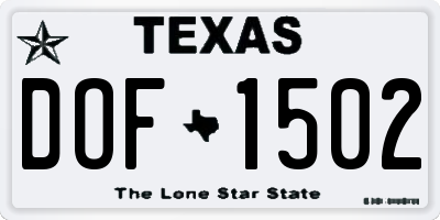 TX license plate DOF1502