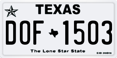 TX license plate DOF1503