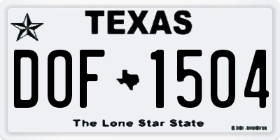 TX license plate DOF1504