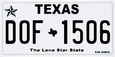 TX license plate DOF1506