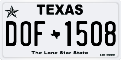 TX license plate DOF1508