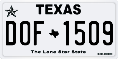 TX license plate DOF1509