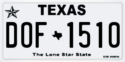 TX license plate DOF1510