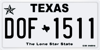 TX license plate DOF1511