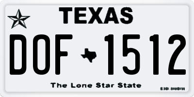 TX license plate DOF1512