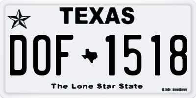 TX license plate DOF1518
