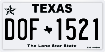 TX license plate DOF1521