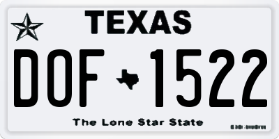 TX license plate DOF1522